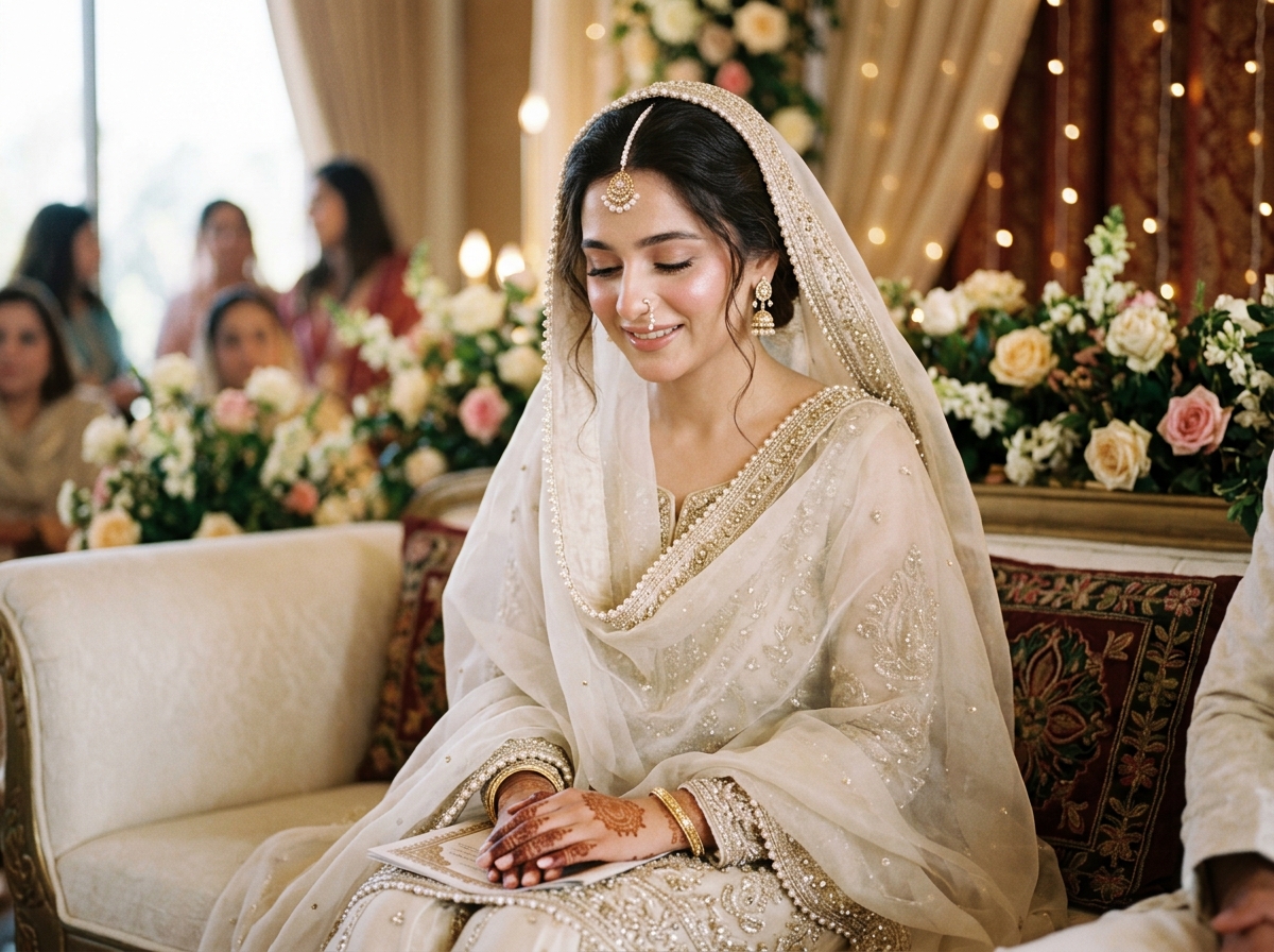 Nikkah bride makeup look at Hamna's Bridal Studio